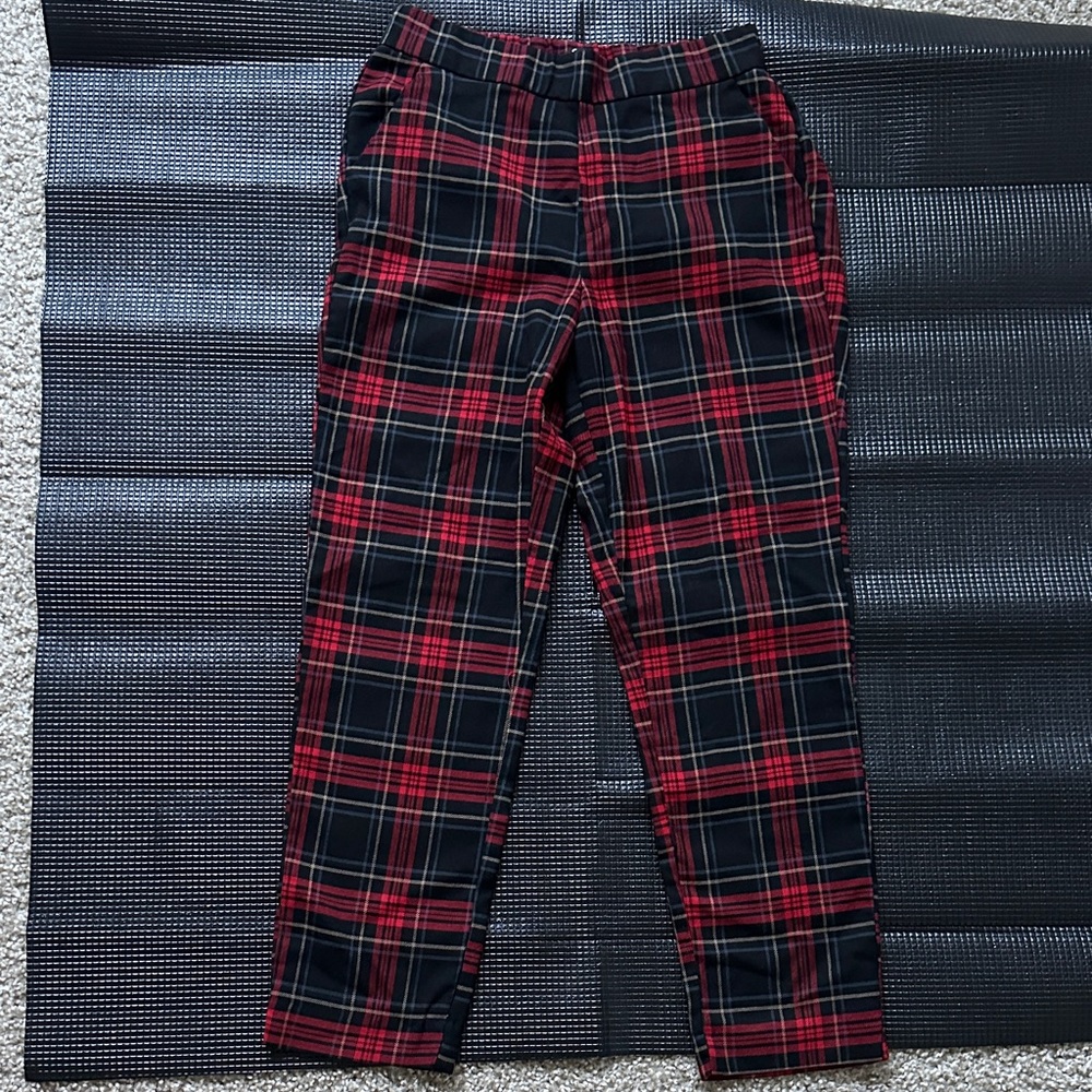Zara Red and Black Plaid Pants